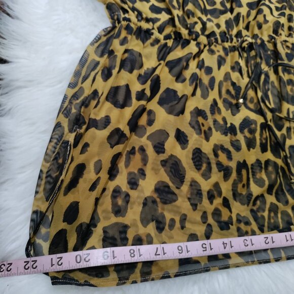Laurel Ralph Lauren Whimsy Glam Leopard Print Swimsuit Cover Up Women's Medium - Picture 10 of 11